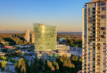 arial image of city block with large buildings